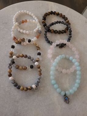 Mala Beaded Stretch Bracelet Set - Mixed Earth & Pastel Colors